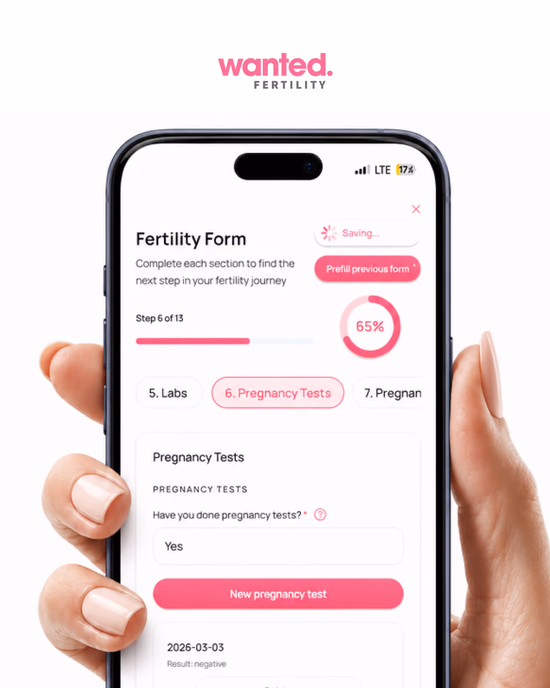 Wanted Fertility app UI 1
